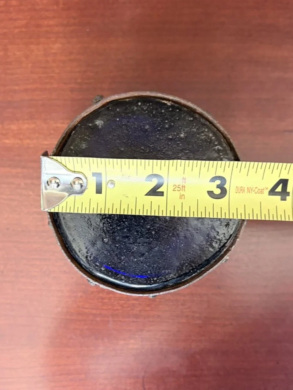 Vintage 90'S Pier 1 Brutalist Metal & Cobalt Blue Glass Candle Holder